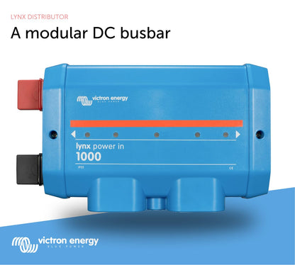 Lynx Power in Battery Connector - Modular M8 DC Bus Bar with 4 Connections for Batteries, Loads, or Chargers - Supports Cables up to 22Mm - Part of Lynx Distribution System