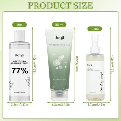 Mousse Nettoyante Visage Heartleaf 150 Ml, Tonique Apaisant Heartleaf 77% 100 Ml, Huile Nettoyante Pores 100 Ml, Nettoyant Visage Heartleaf À La Quercétine, Tonique Réducteur De Pores