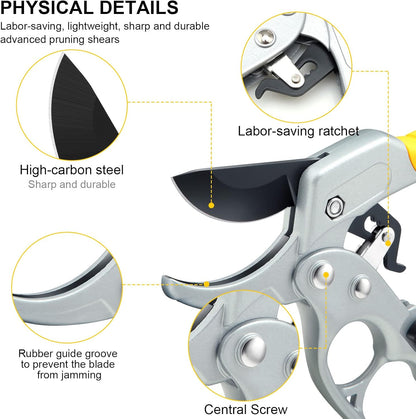 Ultra Sharp Germany Steel Pruning Shears - Cuts 3X Easier, Ergonomic Design - Weak Hand Arthritis Snips, Effortlessly 1-Inch Cut Capacity Heavy Duty Garden Scissors, Sharp Garden Clippers