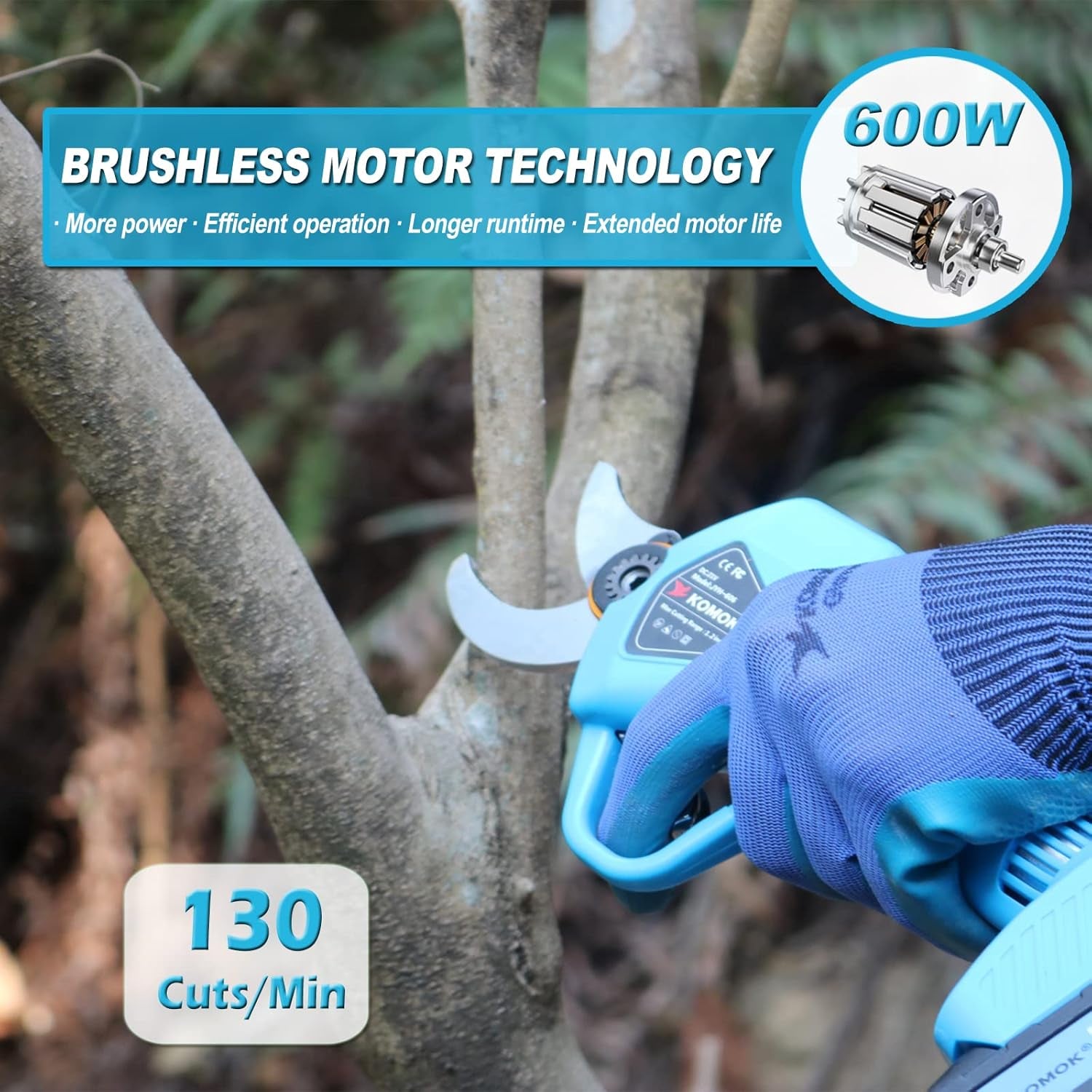 Electric Pruning Shears, Cordless Electric Pruner Battery Operated Tree Branch Cutter with 2Pcs 2Ah Lithium Batteries, 1.2 Inch (30Mm) Cutting Diameter 8-10 Working Hours