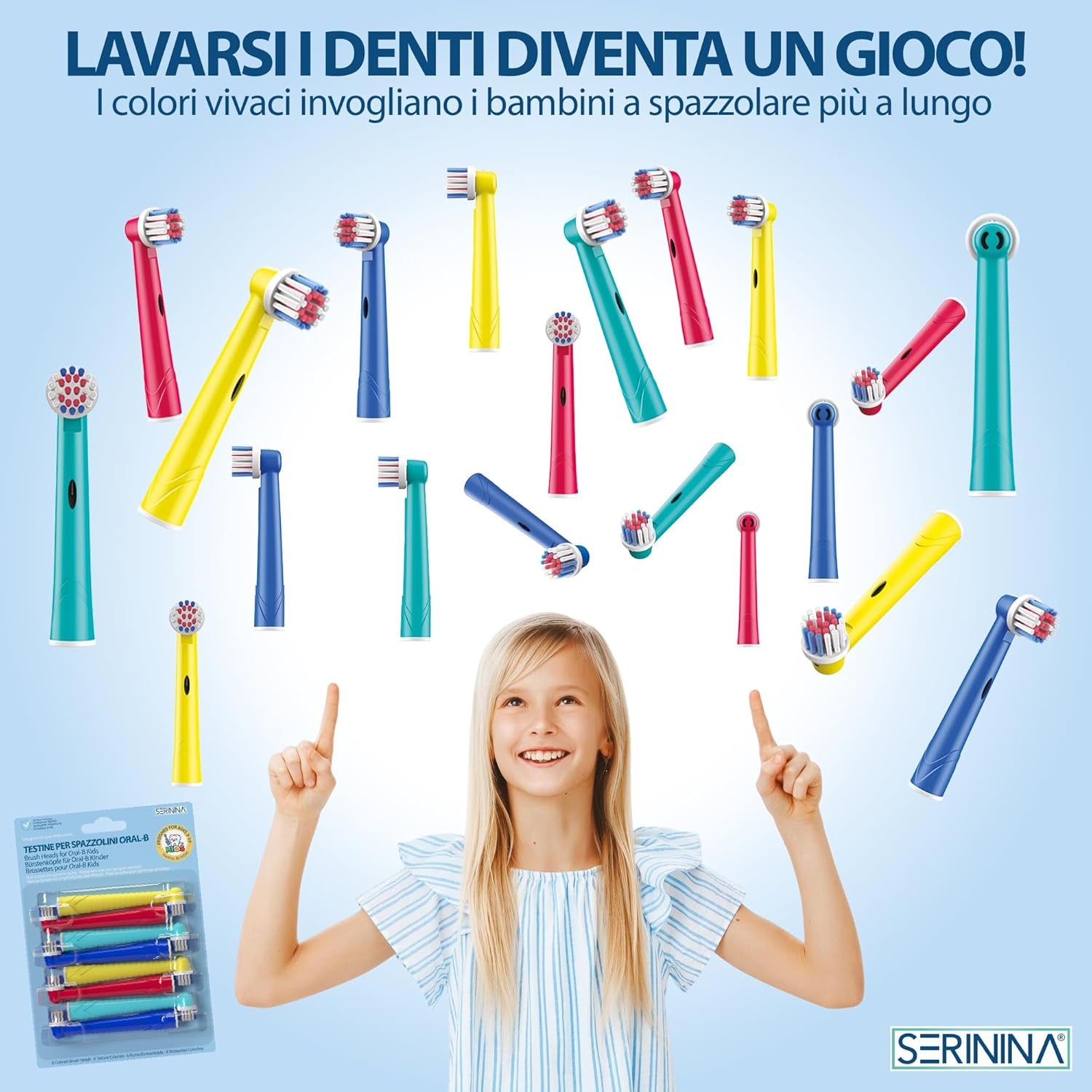 8 Testine per Oral B Bambini 3-16 Anni, per Spazzolino Elettrico Oral B Bambini, Bambine, Kids, Junior - Certificate CE