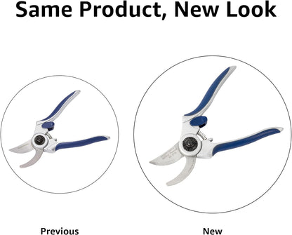Professional Hand Pruners, Pruning Shears for Gardening, 7-Inch Steel Bypass Garden Scissors, Blue