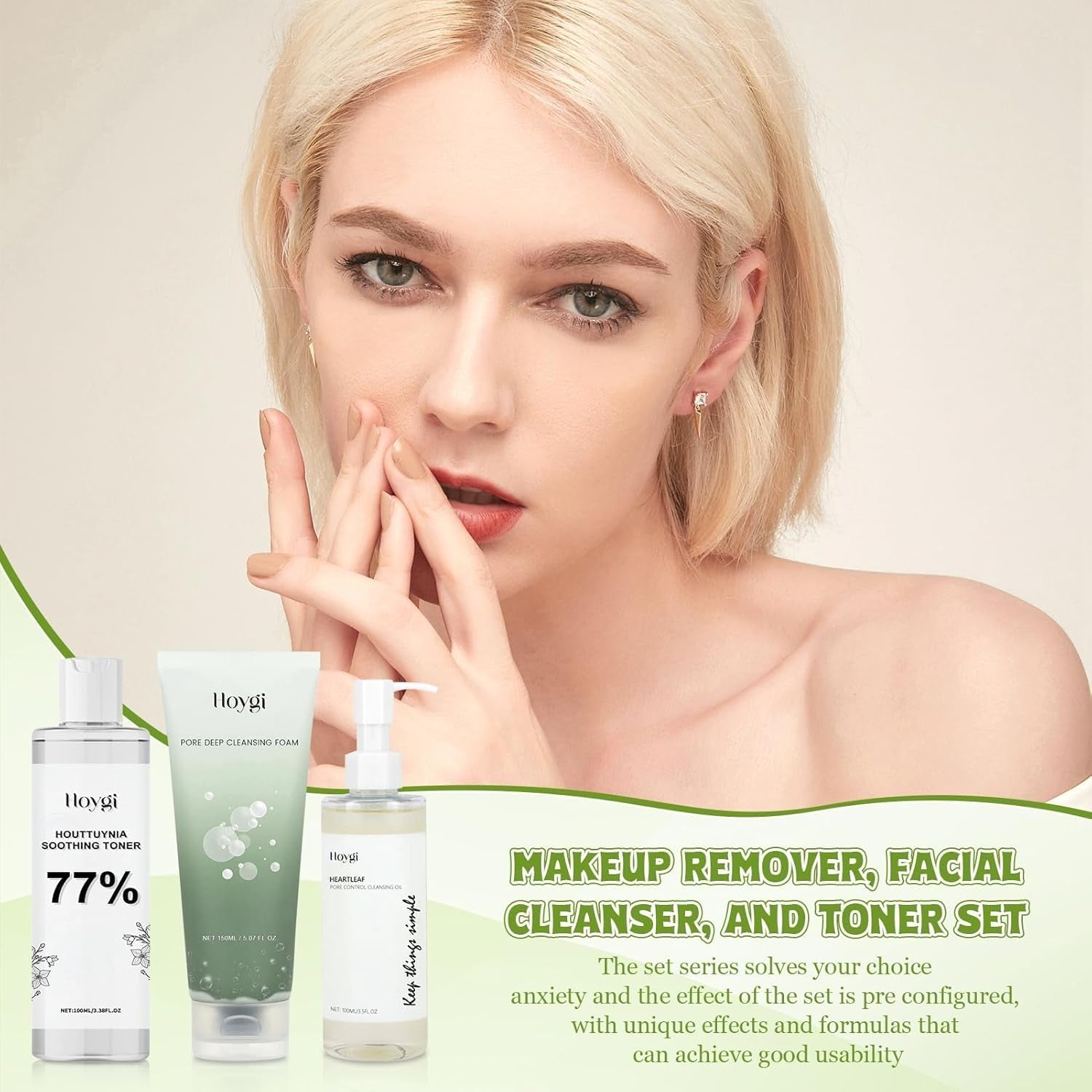 Mousse Nettoyante Visage Heartleaf 150 Ml, Tonique Apaisant Heartleaf 77% 100 Ml, Huile Nettoyante Pores 100 Ml, Nettoyant Visage Heartleaf À La Quercétine, Tonique Réducteur De Pores