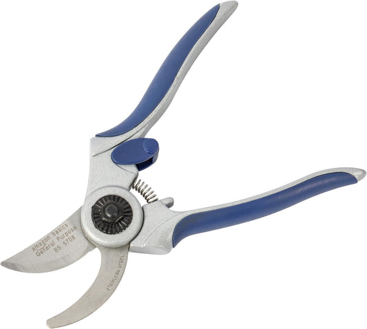 Professional Hand Pruners, Pruning Shears for Gardening, 7-Inch Steel Bypass Garden Scissors, Blue