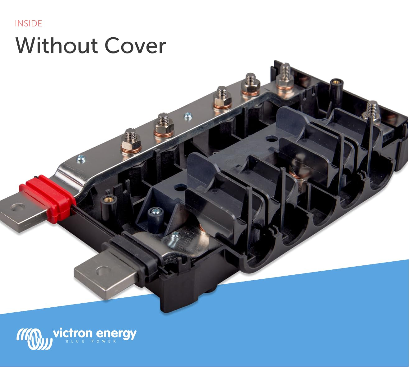 Lynx Power in Battery Connector - Modular M8 DC Bus Bar with 4 Connections for Batteries, Loads, or Chargers - Supports Cables up to 22Mm - Part of Lynx Distribution System