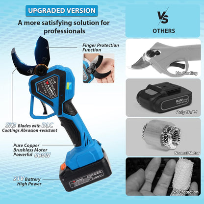 Electric Pruning Shears, Professional Cordless Electric Pruner, Battery Powered Tree Branch Cutter with 2Pcs 2Ah Battery, 1.26 Inch Cutting Diameter, up to 10 Working Hours